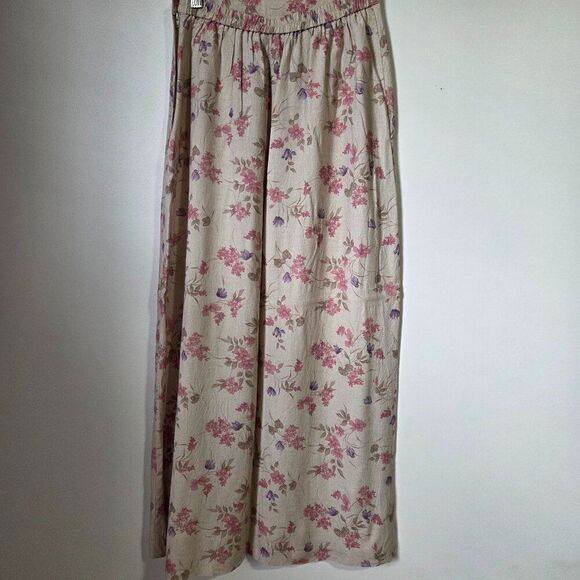 EUC VAN HEUSEN WOMEN FLORAL LONG LINEN BLEND A LINE SKIRT SIZE SMALL - Picture 2 of 16